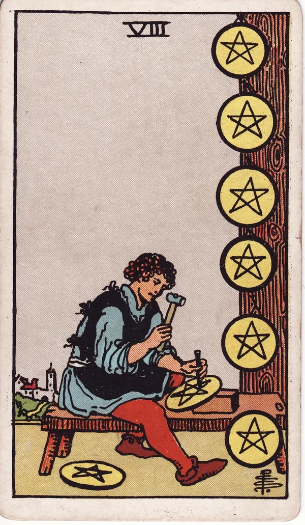 Eight of Pentacles tarot card